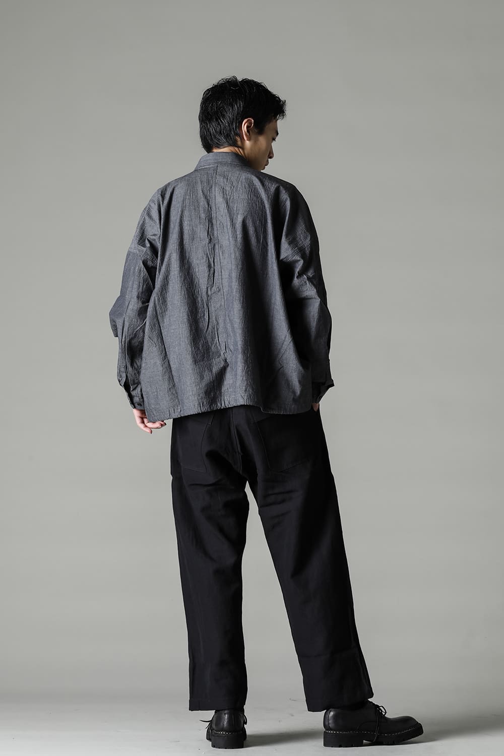 CHINO TROUSERS Wool Flax Twill Black