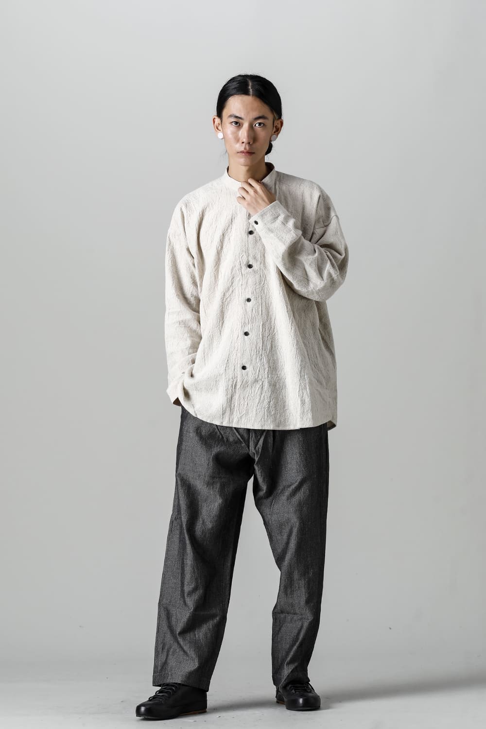 CHINO TROUSERS Wool Flax Twill Grey