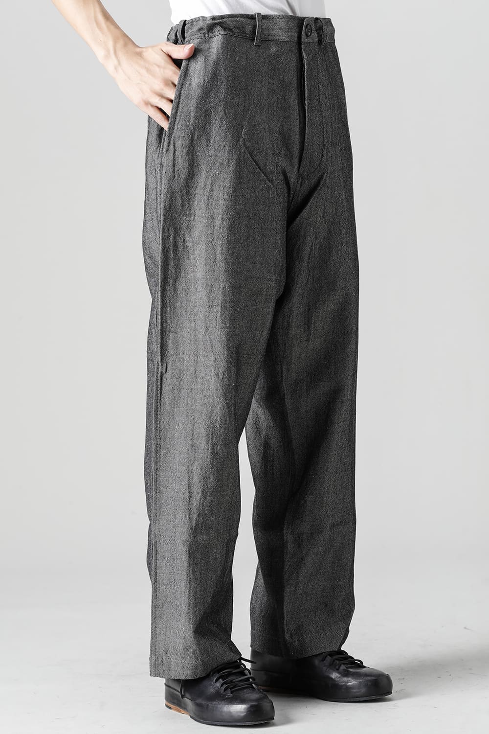 CHINO TROUSERS Wool Flax Twill Grey