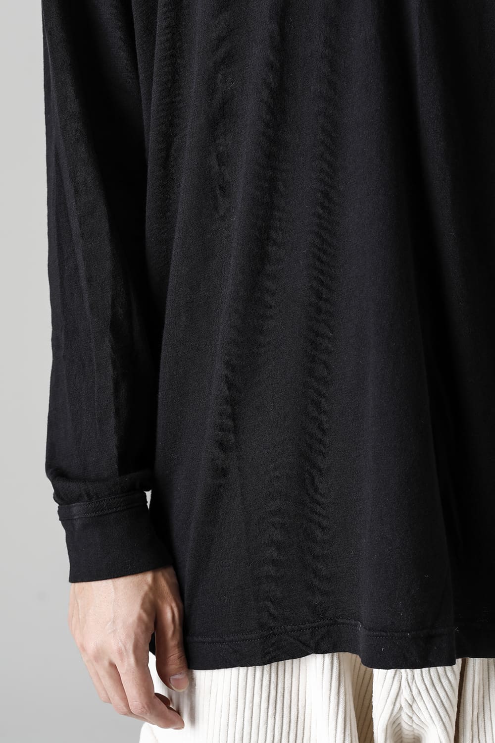 コットンウールジャージーロングスリーブ Tシャツ ブラック