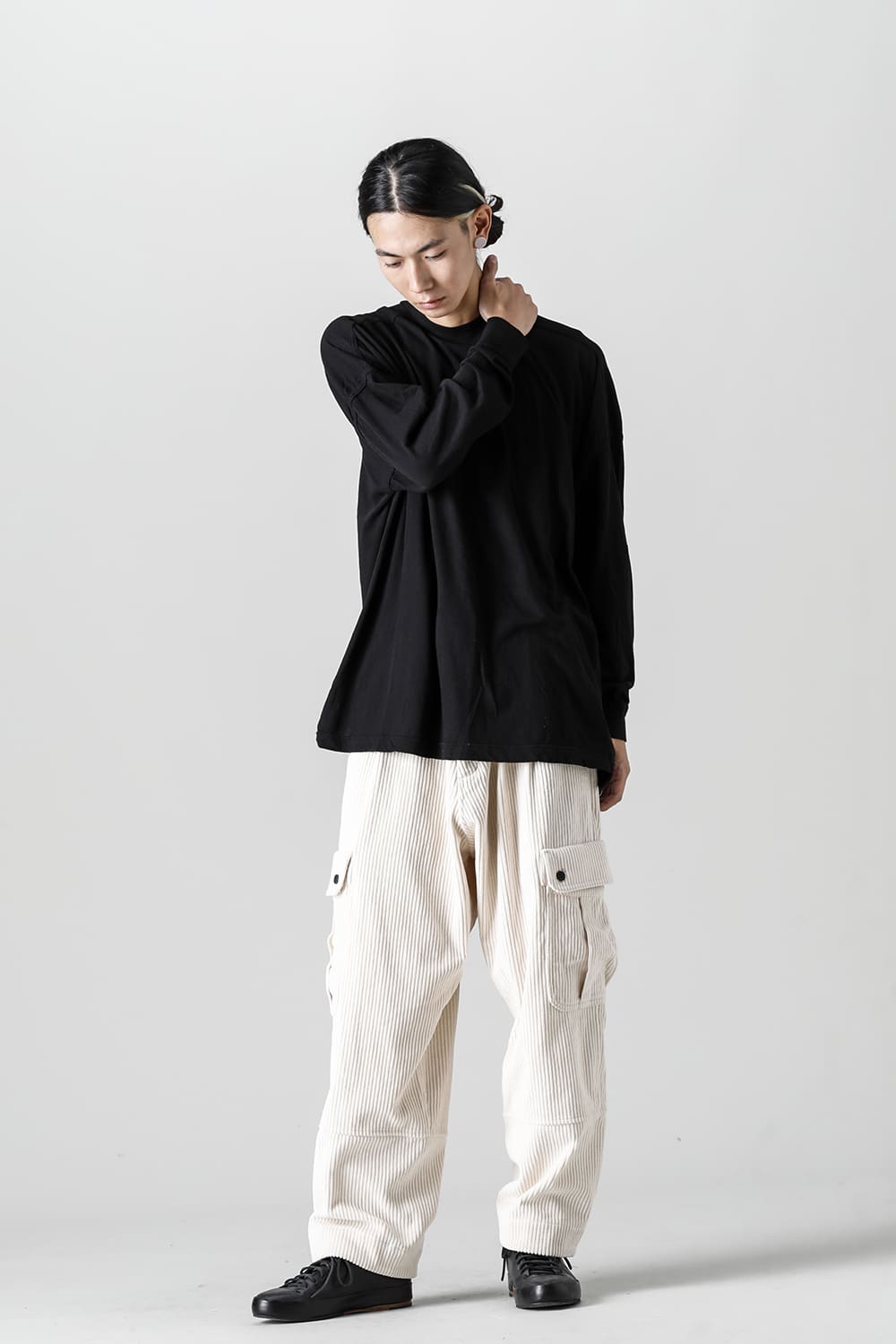 コットンウールジャージーロングスリーブ Tシャツ ブラック