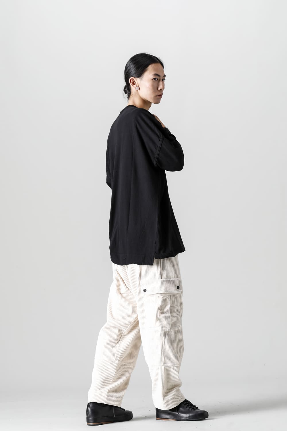 コットンウールジャージーロングスリーブ Tシャツ ブラック