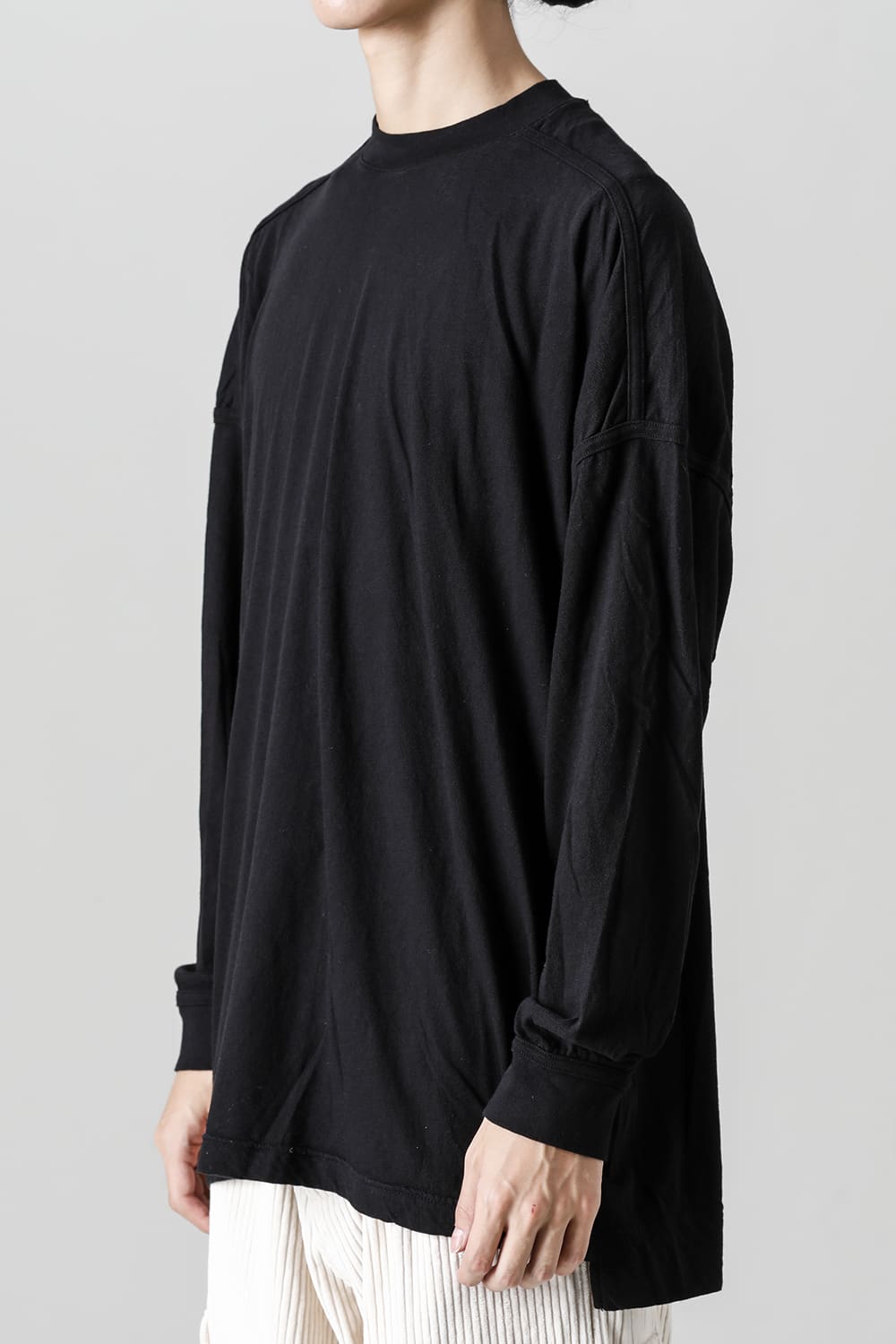 コットンウールジャージーロングスリーブ Tシャツ ブラック