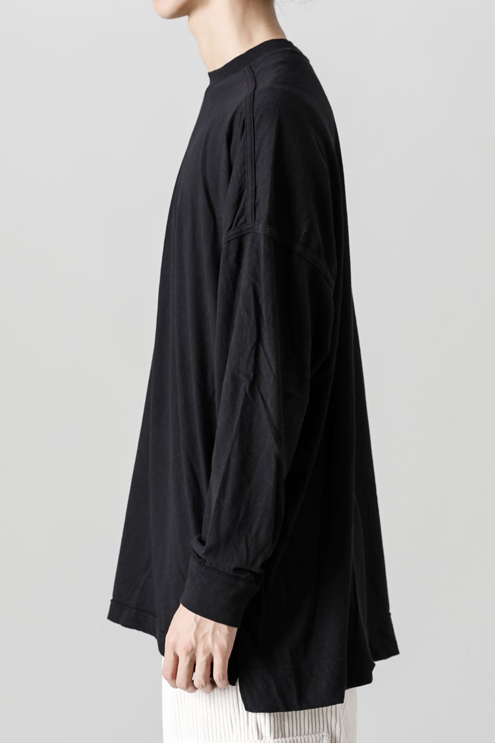 コットンウールジャージーロングスリーブ Tシャツ ブラック