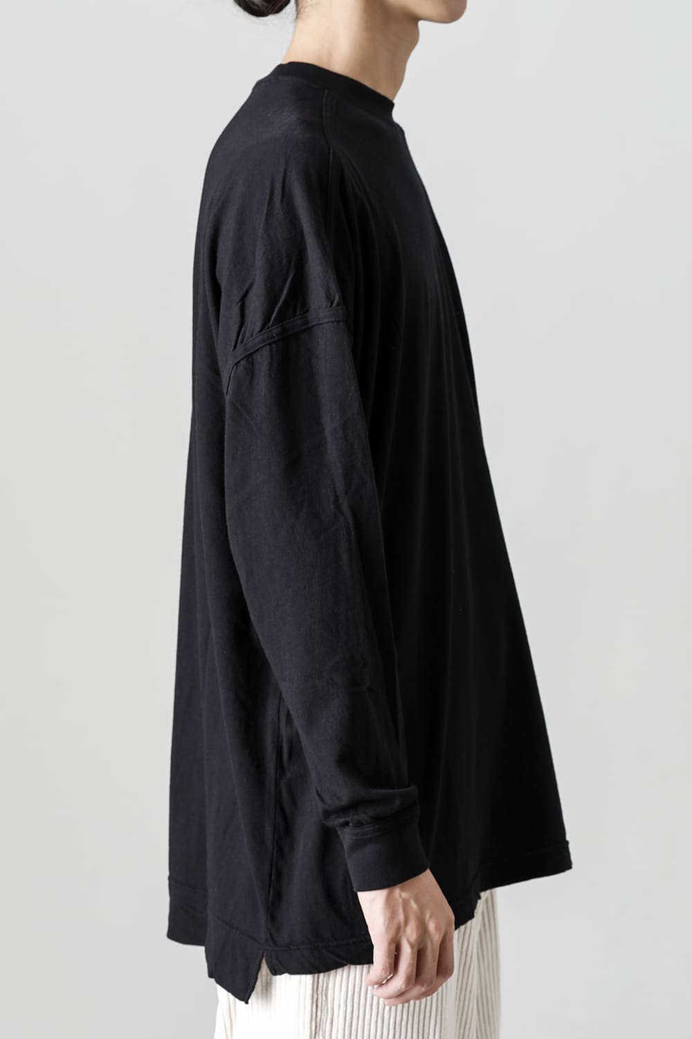 コットンウールジャージーロングスリーブ Tシャツ ブラック