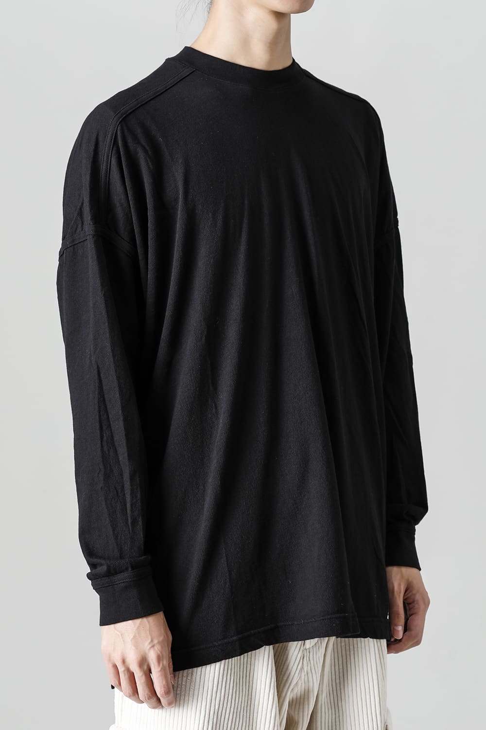 コットンウールジャージーロングスリーブ Tシャツ ブラック