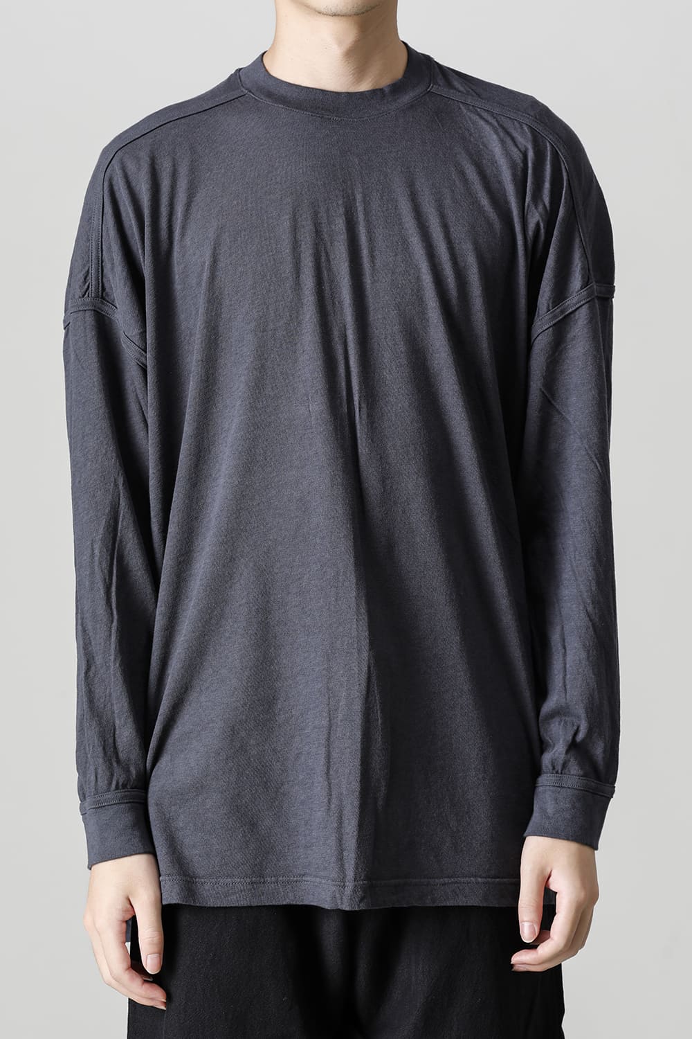 コットンウールジャージーロングスリーブ Tシャツ スチール