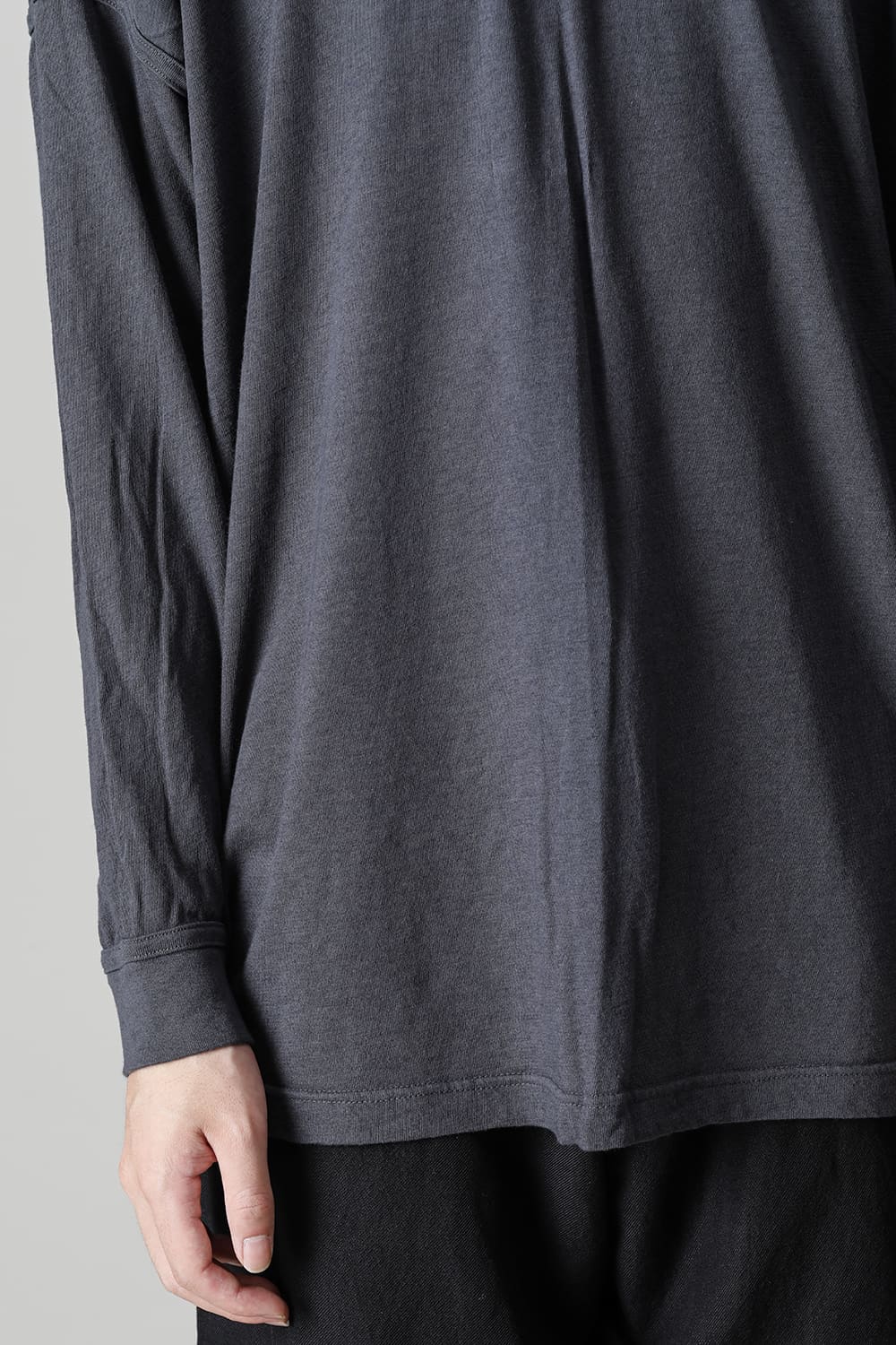 コットンウールジャージーロングスリーブ Tシャツ スチール