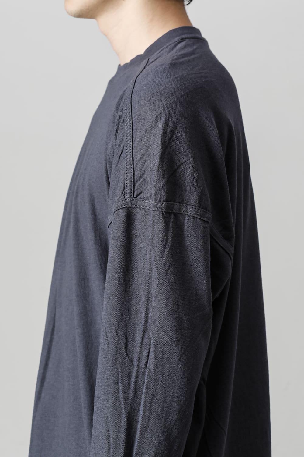 コットンウールジャージーロングスリーブ Tシャツ スチール