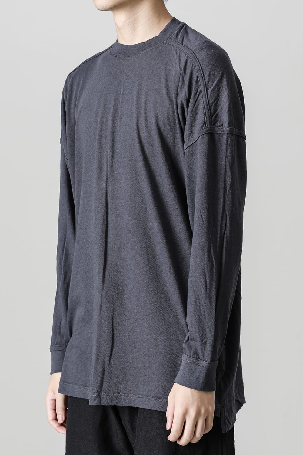 コットンウールジャージーロングスリーブ Tシャツ スチール