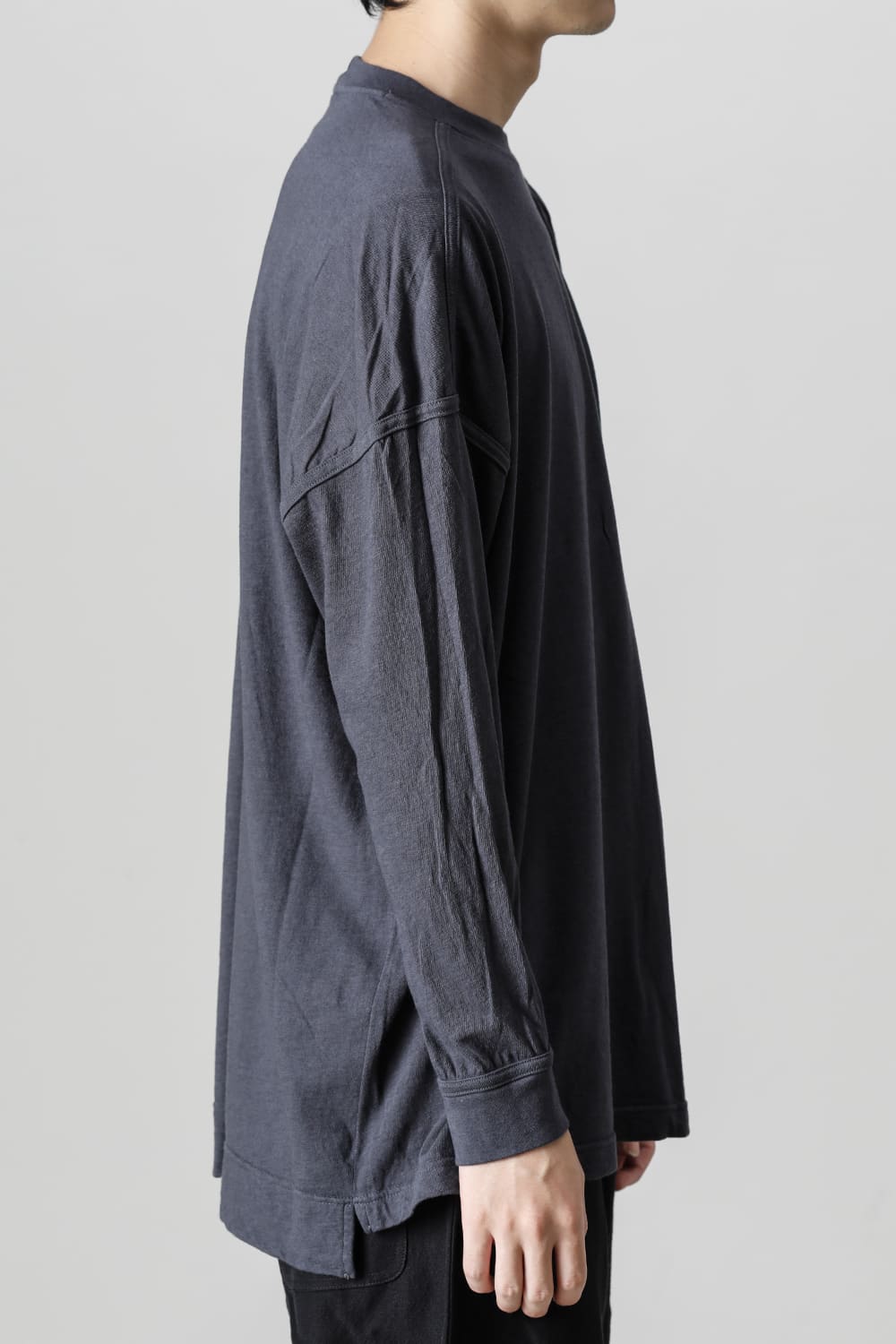 コットンウールジャージーロングスリーブ Tシャツ スチール