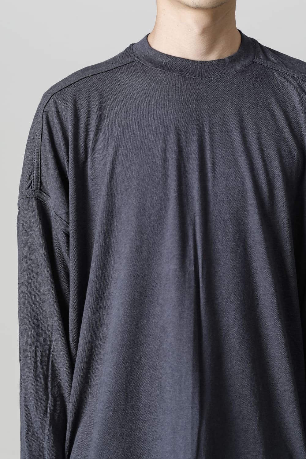 コットンウールジャージーロングスリーブ Tシャツ スチール