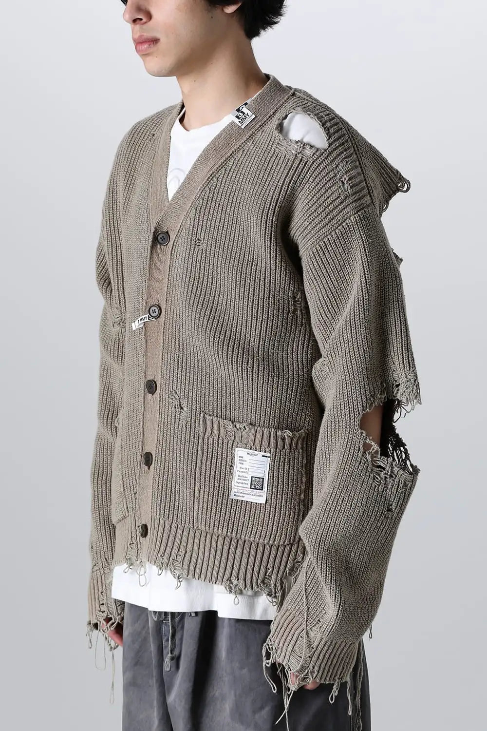 Bleached Knit Cardigan Khaki