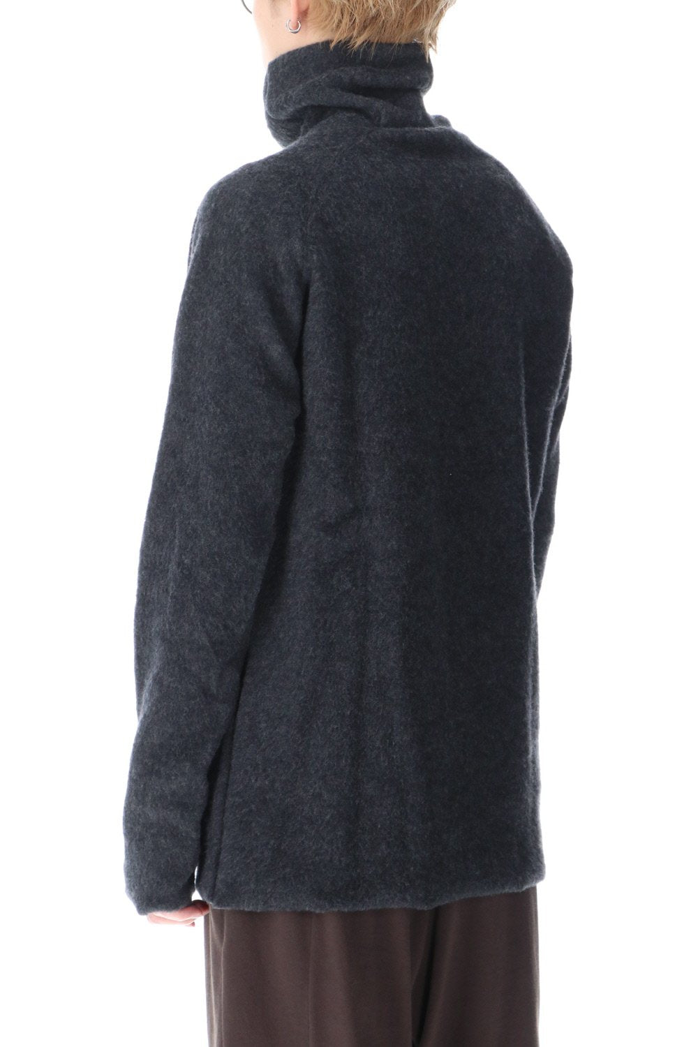 Wool Fleece Knit Bottle Neck Charcoal