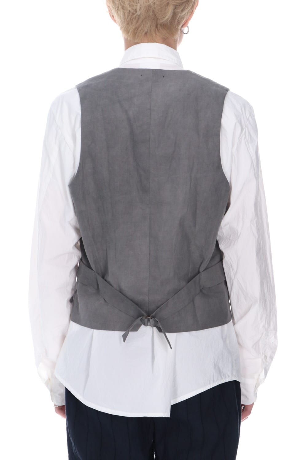 Uneven Dyeing Cotton Gilet Gray Khaki