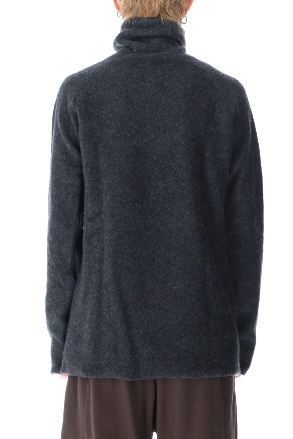 Wool Fleece Knit Bottle Neck Charcoal