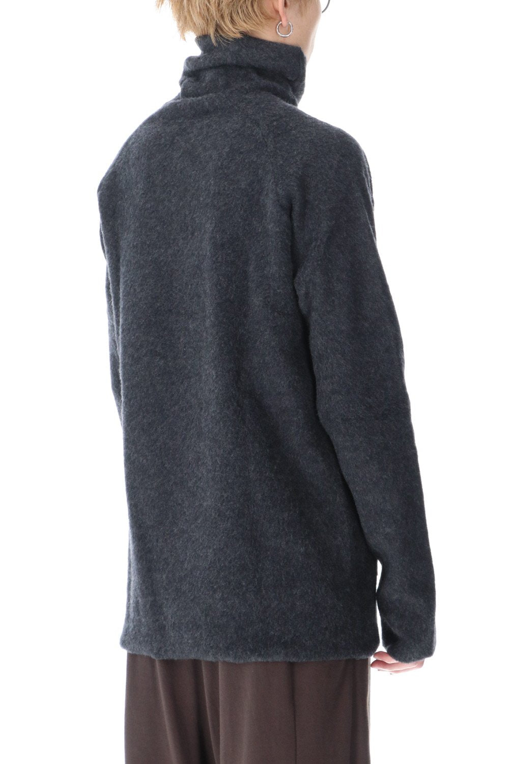 Wool Fleece Knit Bottle Neck Charcoal