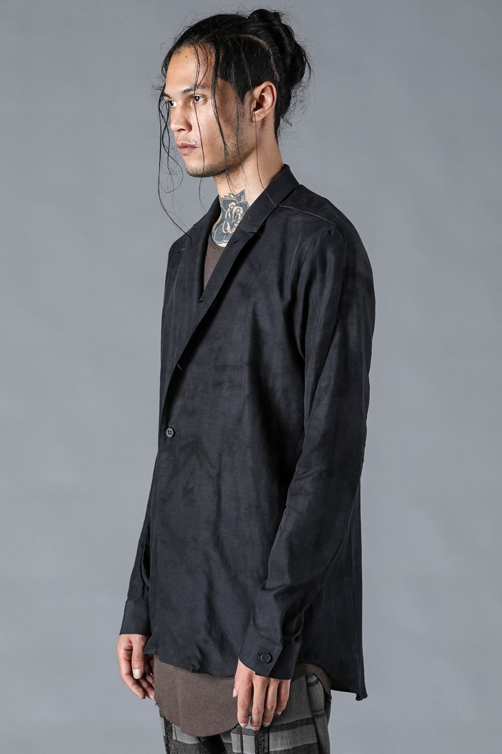 Uneven Dyed Linen x Rayon Tailored Shirt JKT