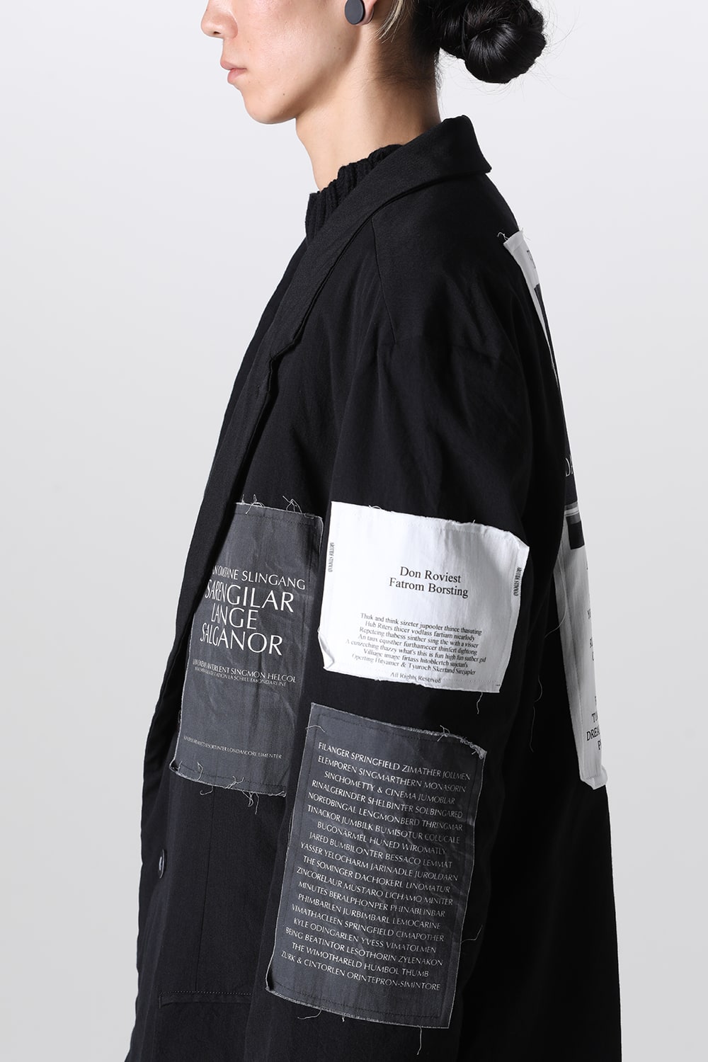 Oversized Long Jacket w/Printed Patches