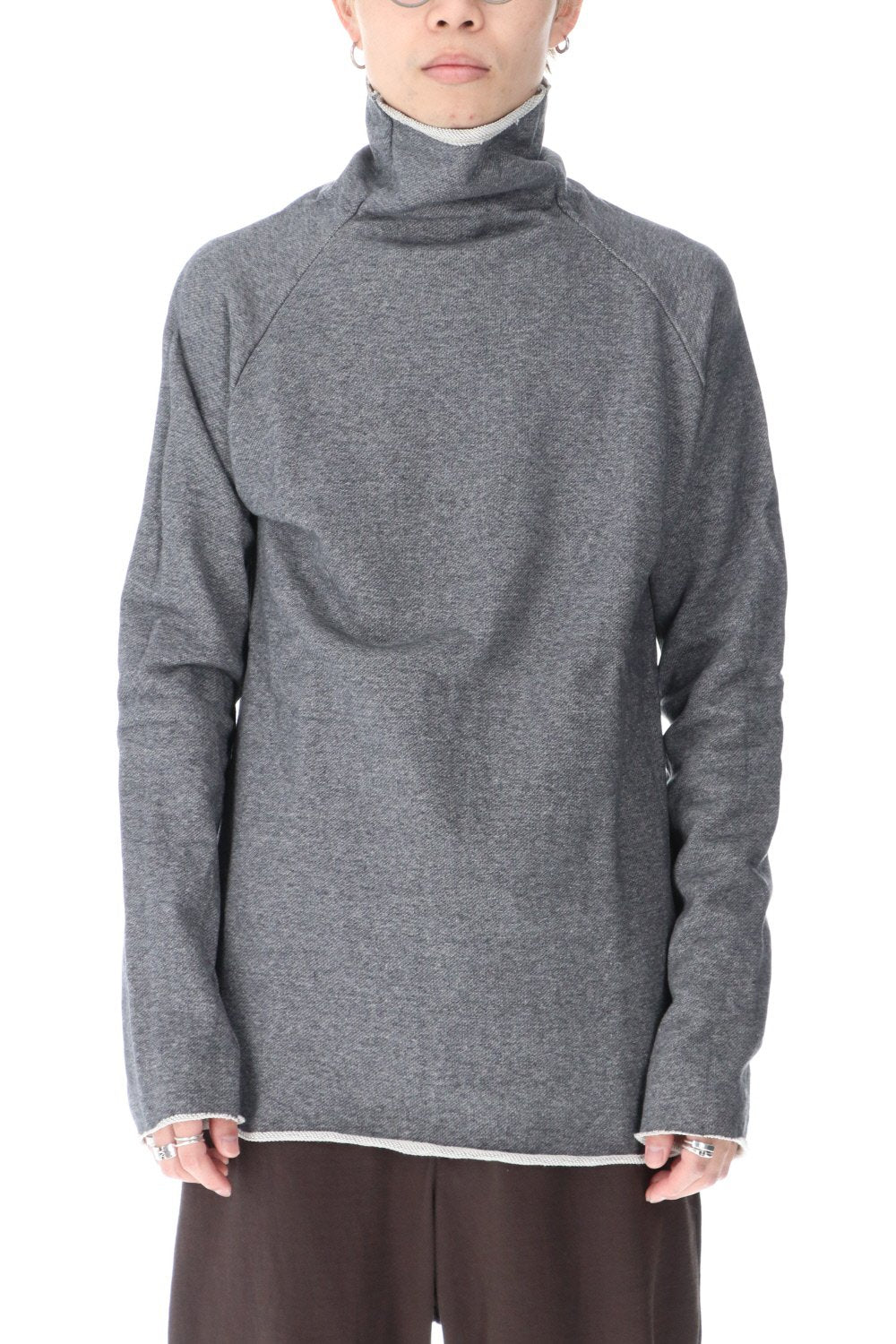 Cotton Sweat Bottle Neck T-Shirts M.Gray