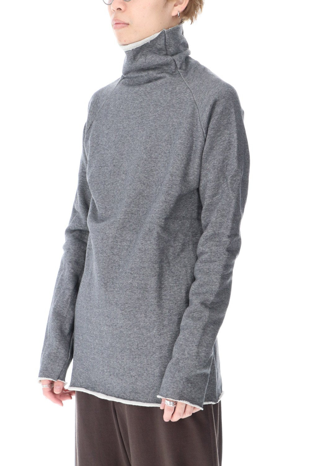 Cotton Sweat Bottle Neck T-Shirts M.Gray