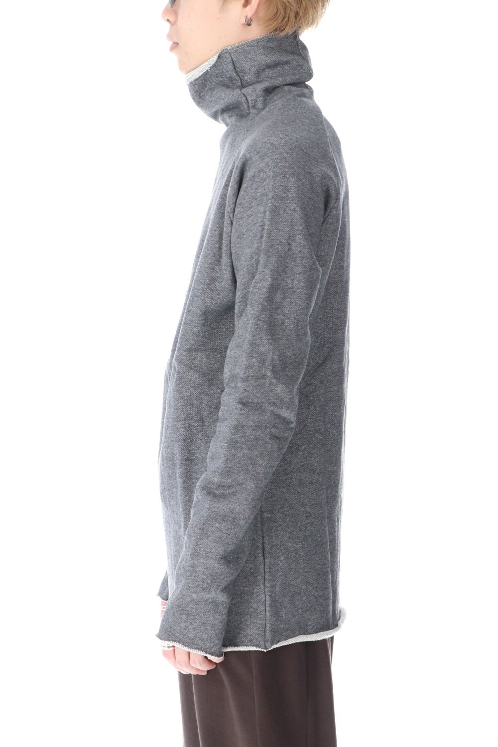 Cotton Sweat Bottle Neck T-Shirts M.Gray