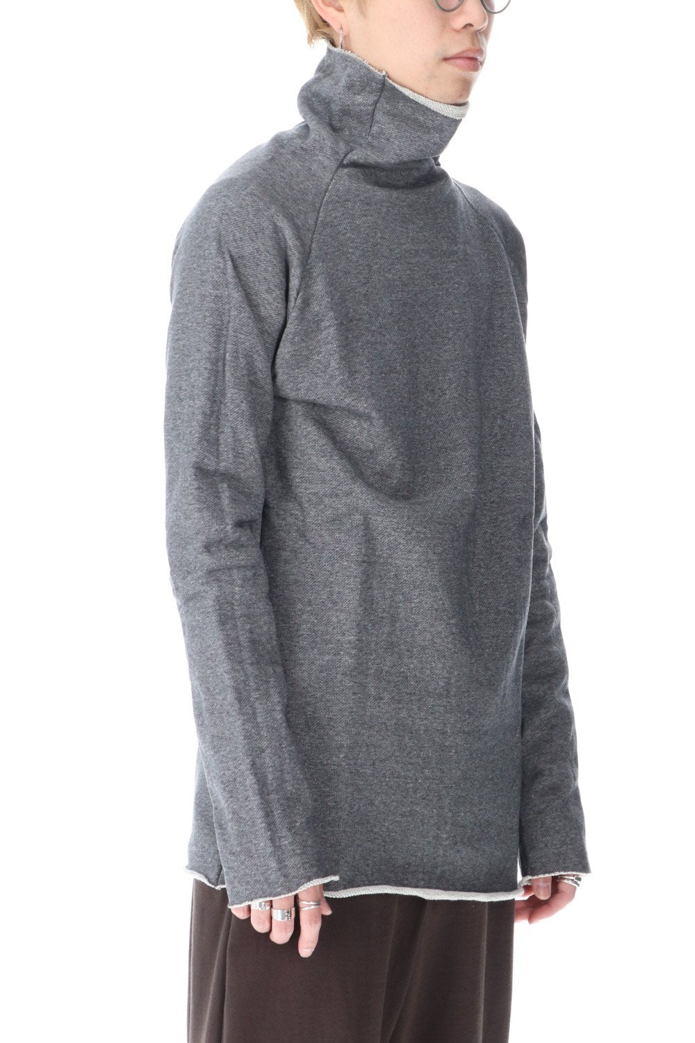 Cotton Sweat Bottle Neck T-Shirts M.Gray