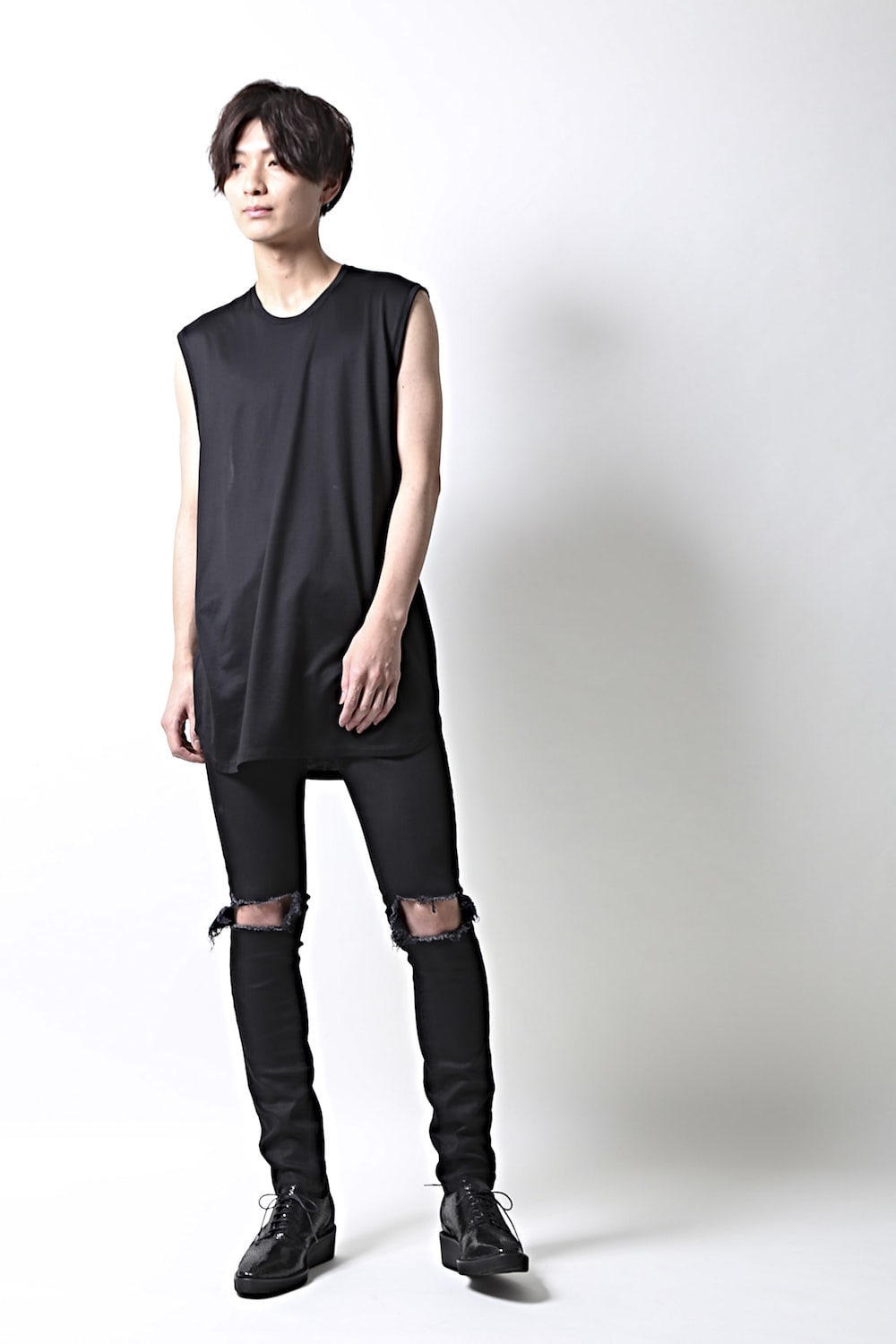 Knee Crushed Pants (Black)