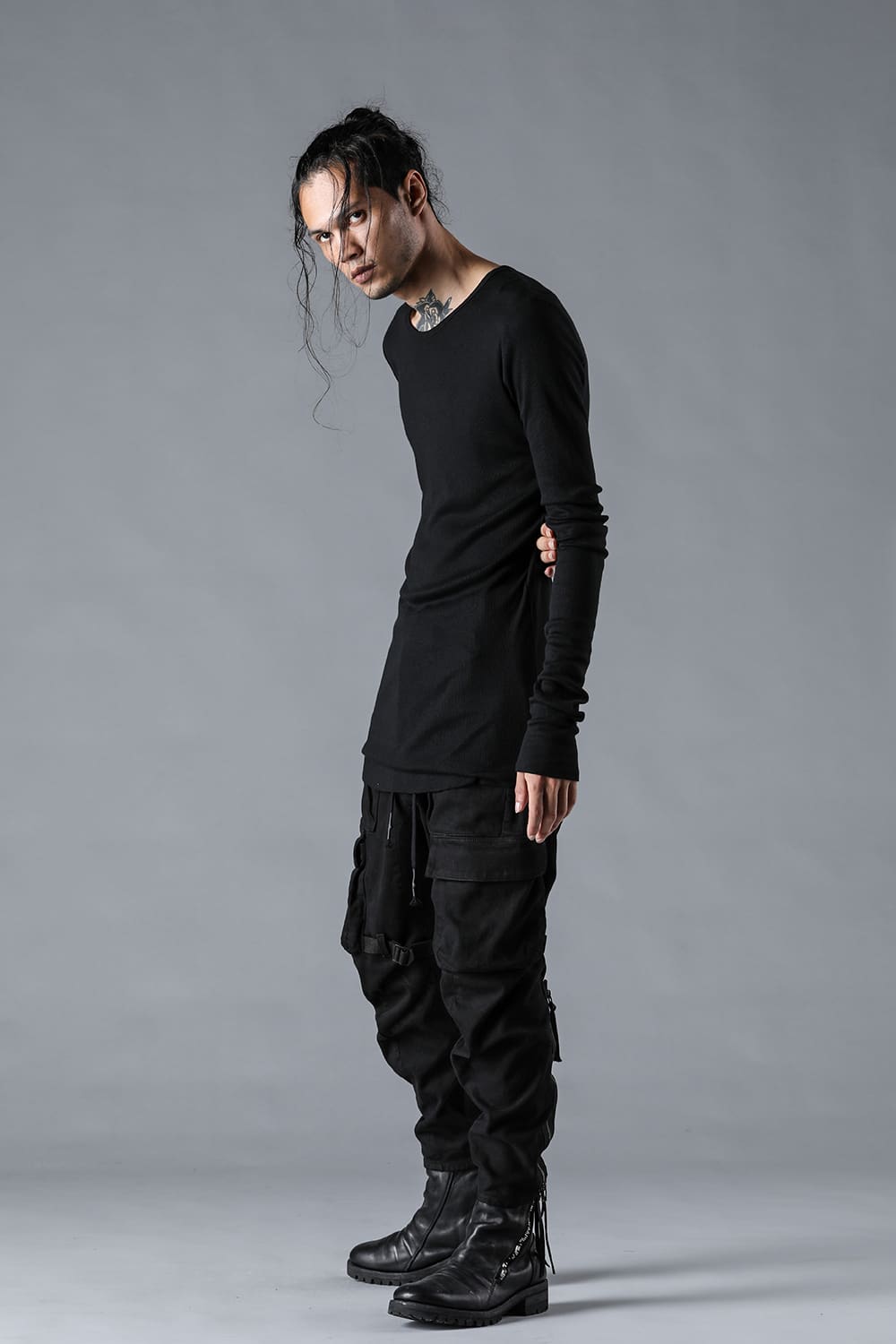 Modal x Cotton Ribbed Terry Robe Sleeve T-Shirt