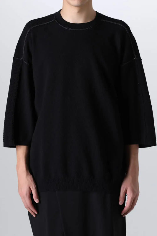 14G Mix Yarn S/S Sweater Black