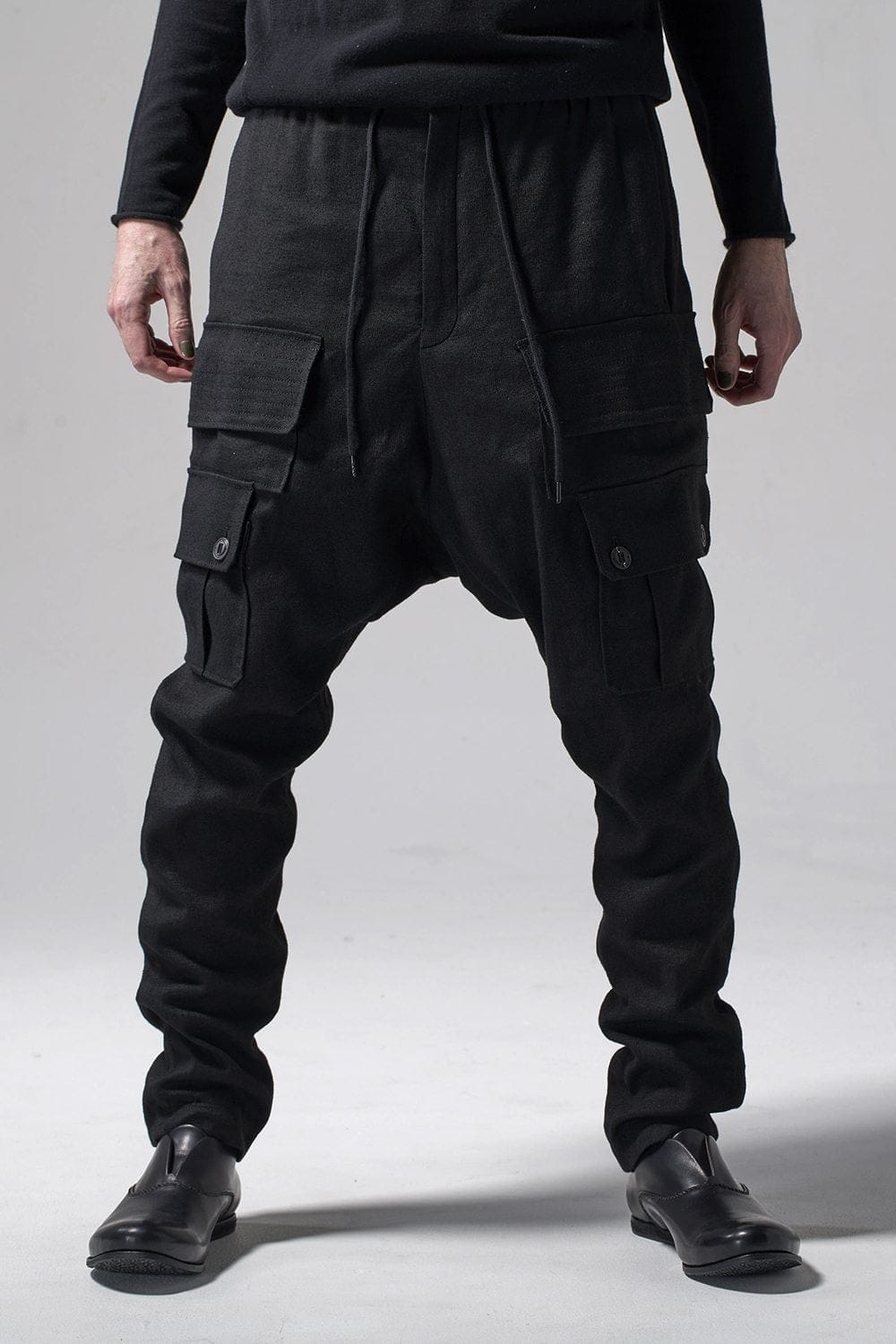 Cargo drop crotch pants Ramie high count