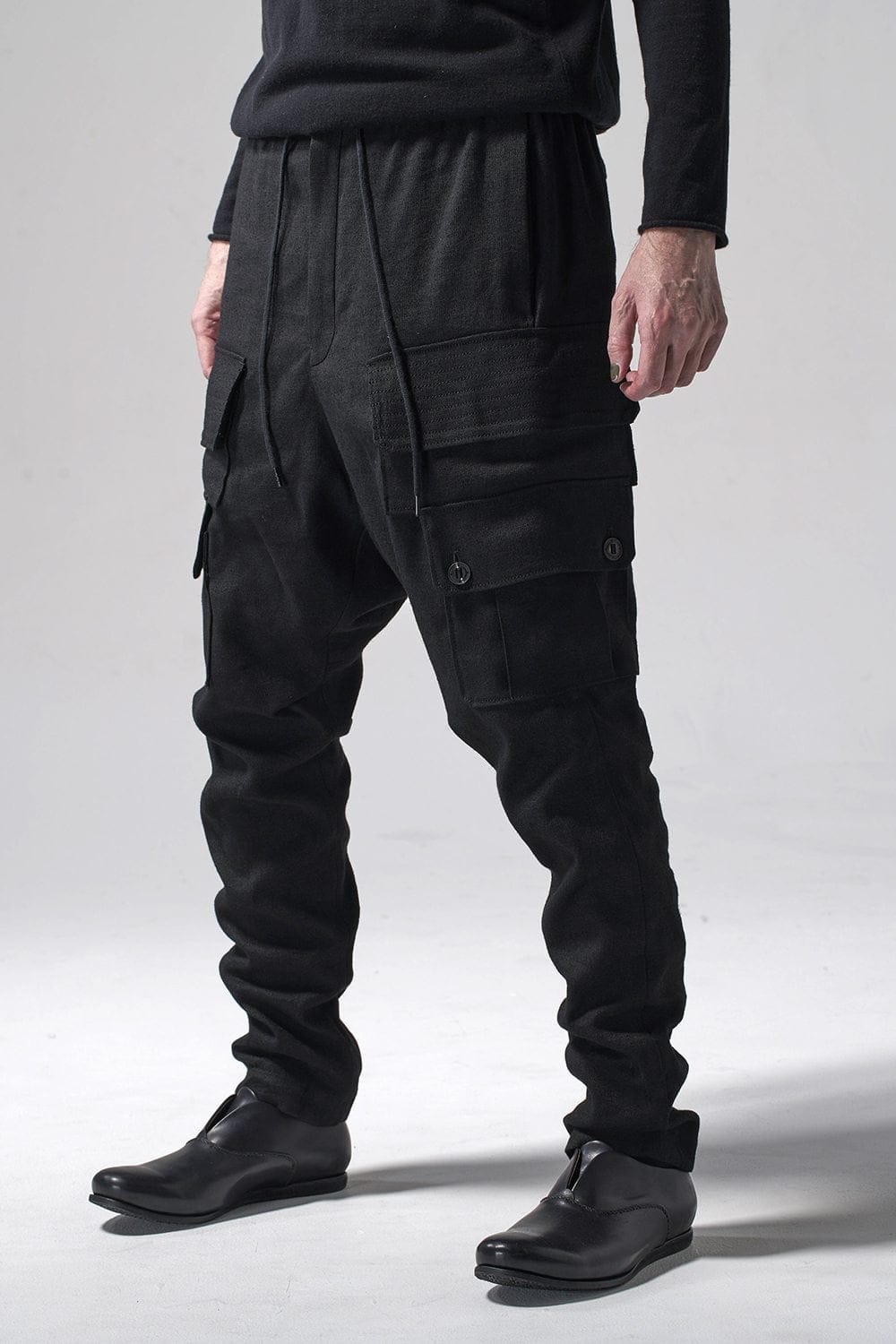 Cargo drop crotch pants Ramie high count