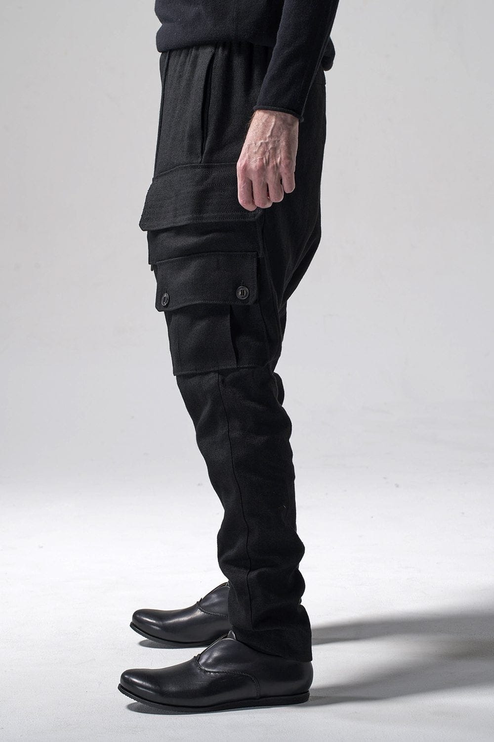 Cargo drop crotch pants Ramie high count