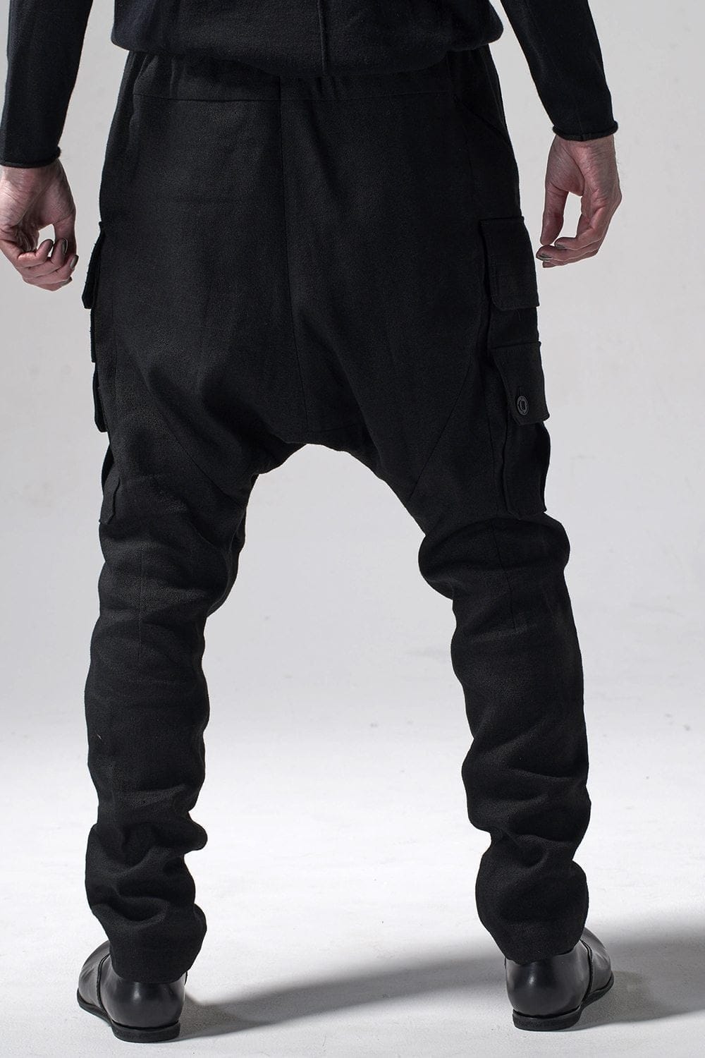 Cargo drop crotch pants Ramie high count