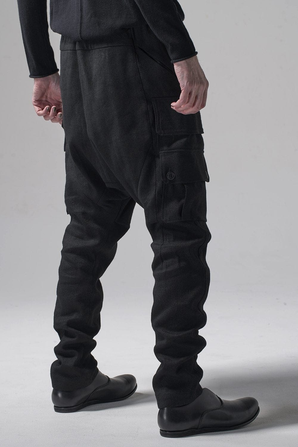 Cargo drop crotch pants Ramie high count