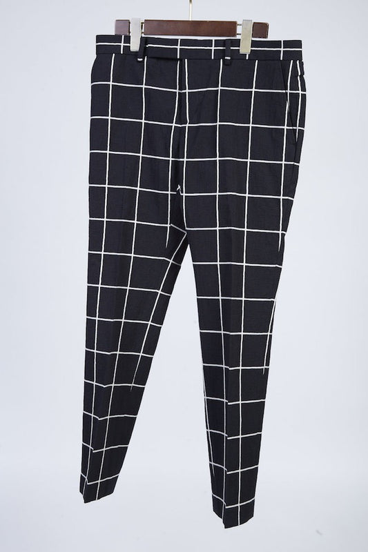 17SS Window Pane Jacquard Slacks BLACKxECRU