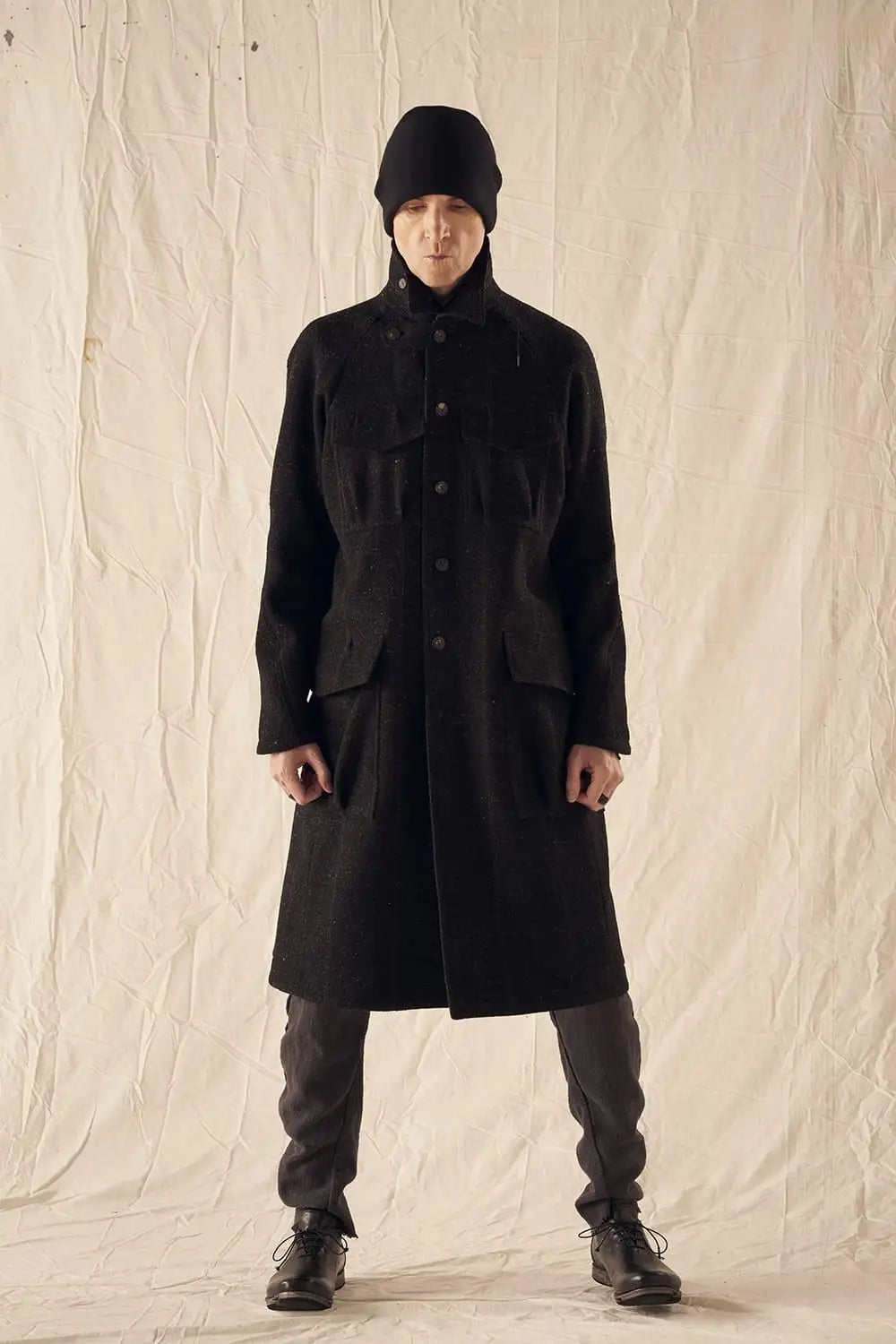 ハイネック コート シェットランド ウール