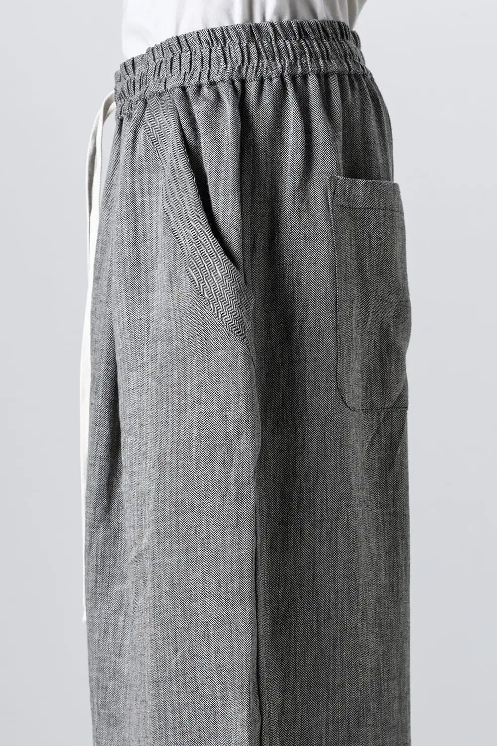 WIDE PANTS Linen Herringbone WHITE×BLACK