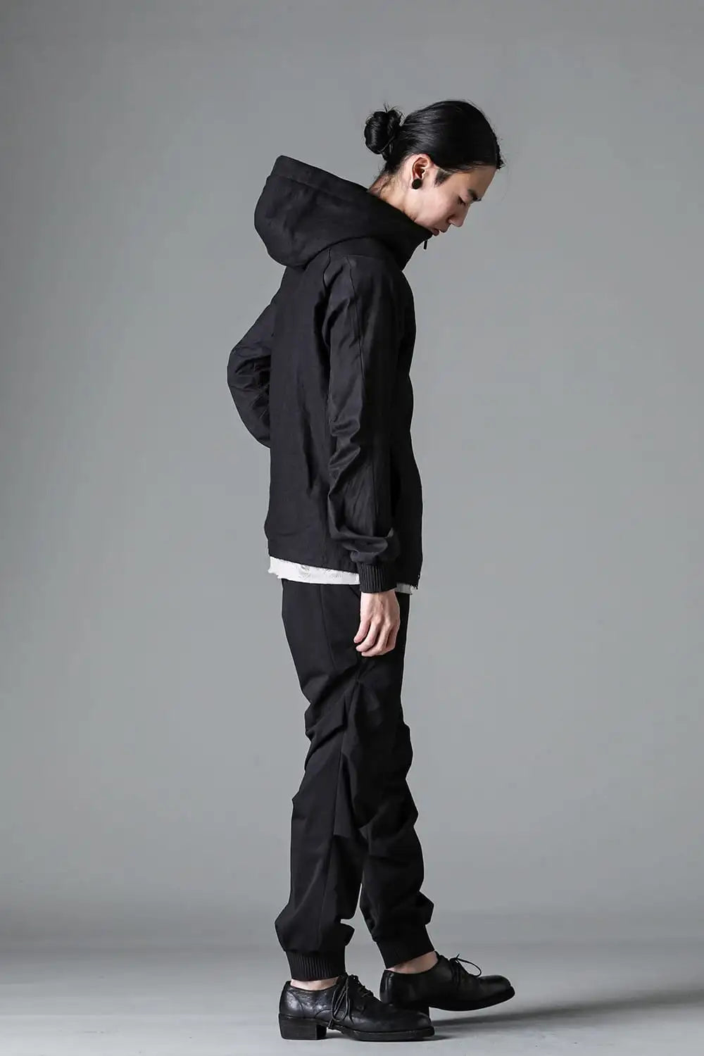 Hooded jacket soft nubuck cow leather