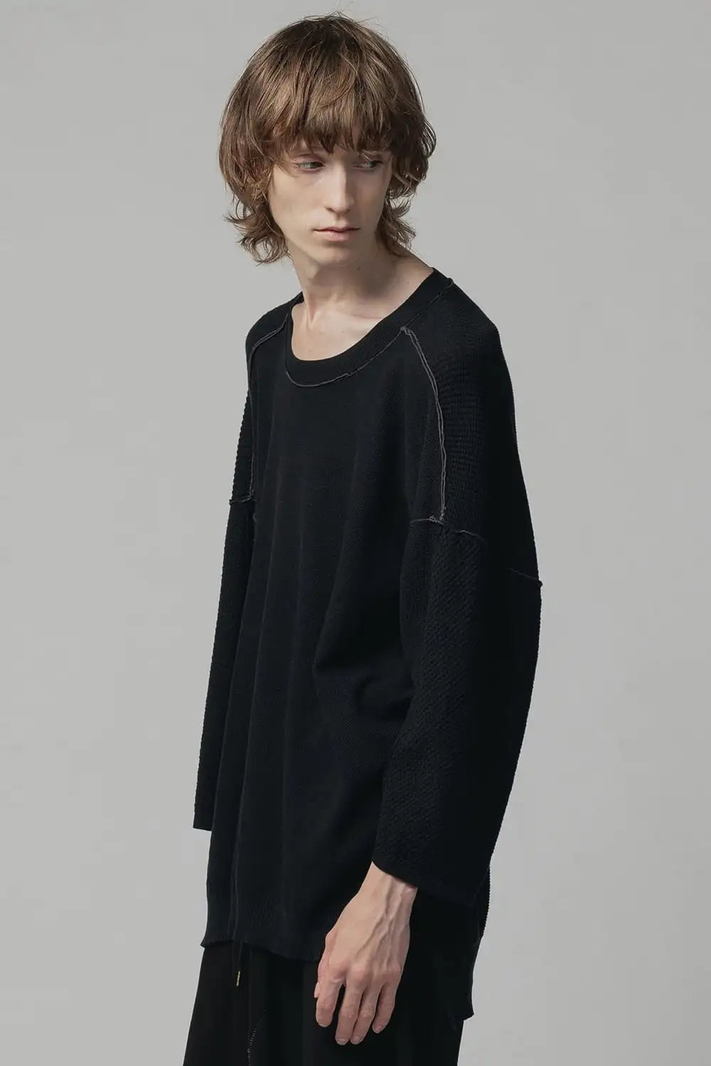 14G Mix Yarn S/S Sweater Black