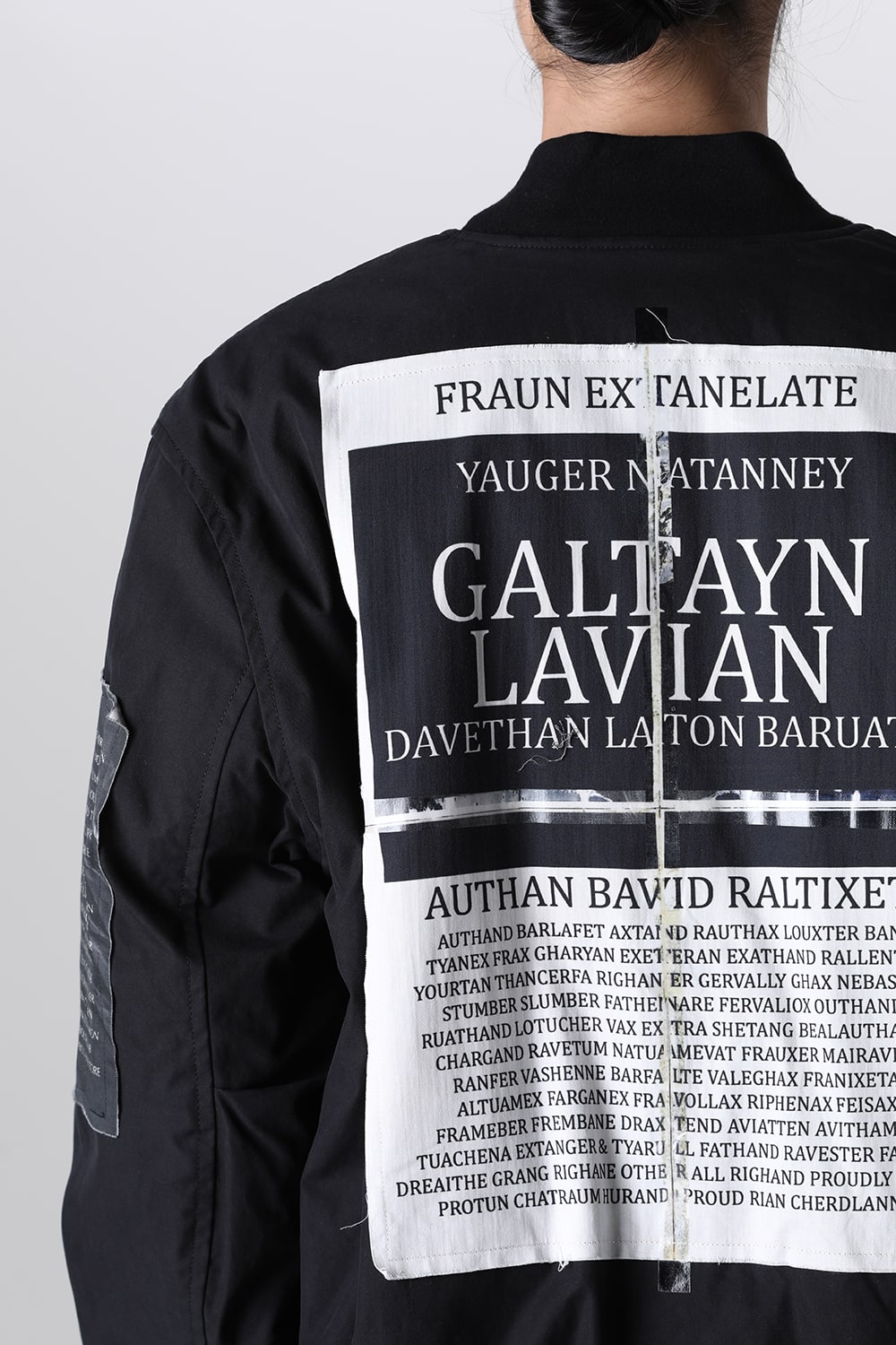 Oversized Bomber Jacket w/Printed Patches