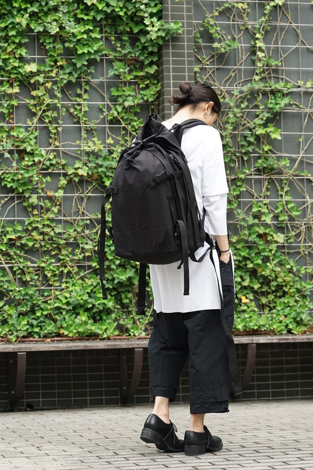 'Macromauro' cotton nylon backpack  Large Black