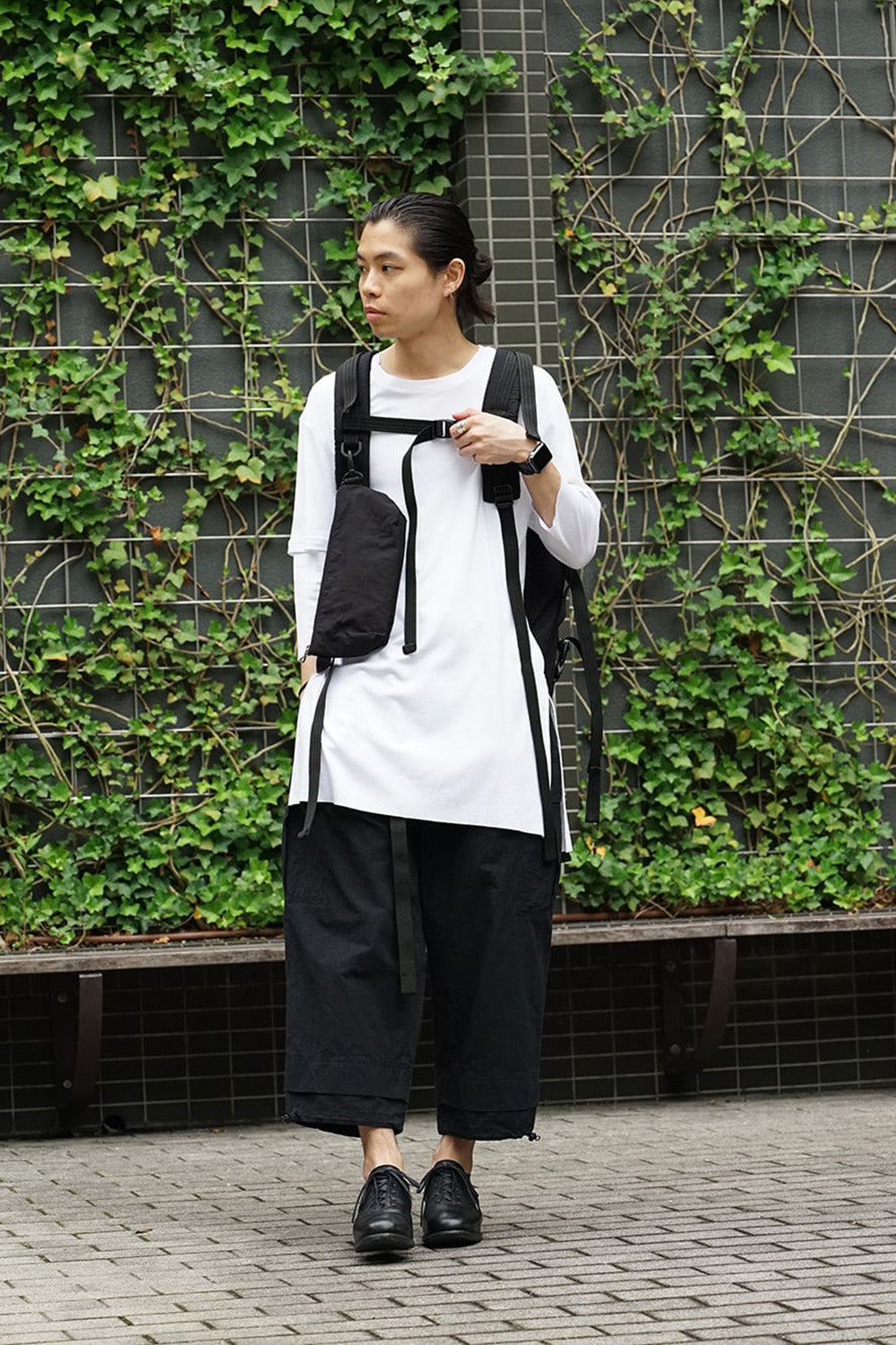 'Macromauro' cotton nylon backpack  Large Black