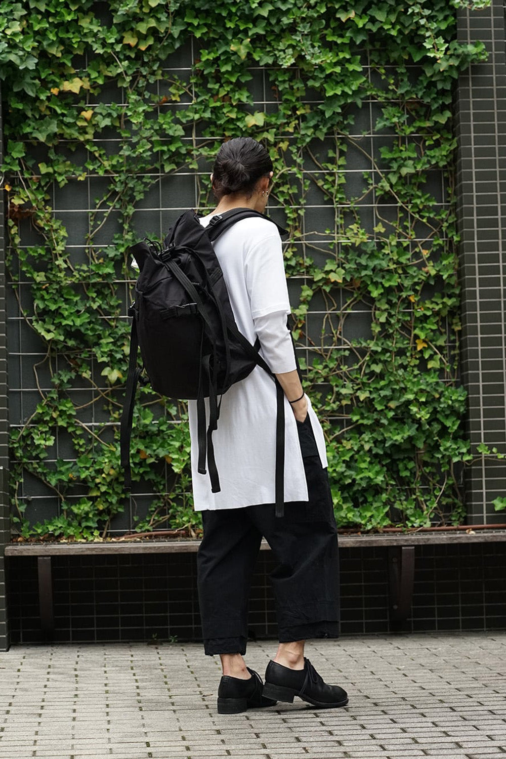'Macromauro' Cotton Nylon Backpack Small Black 