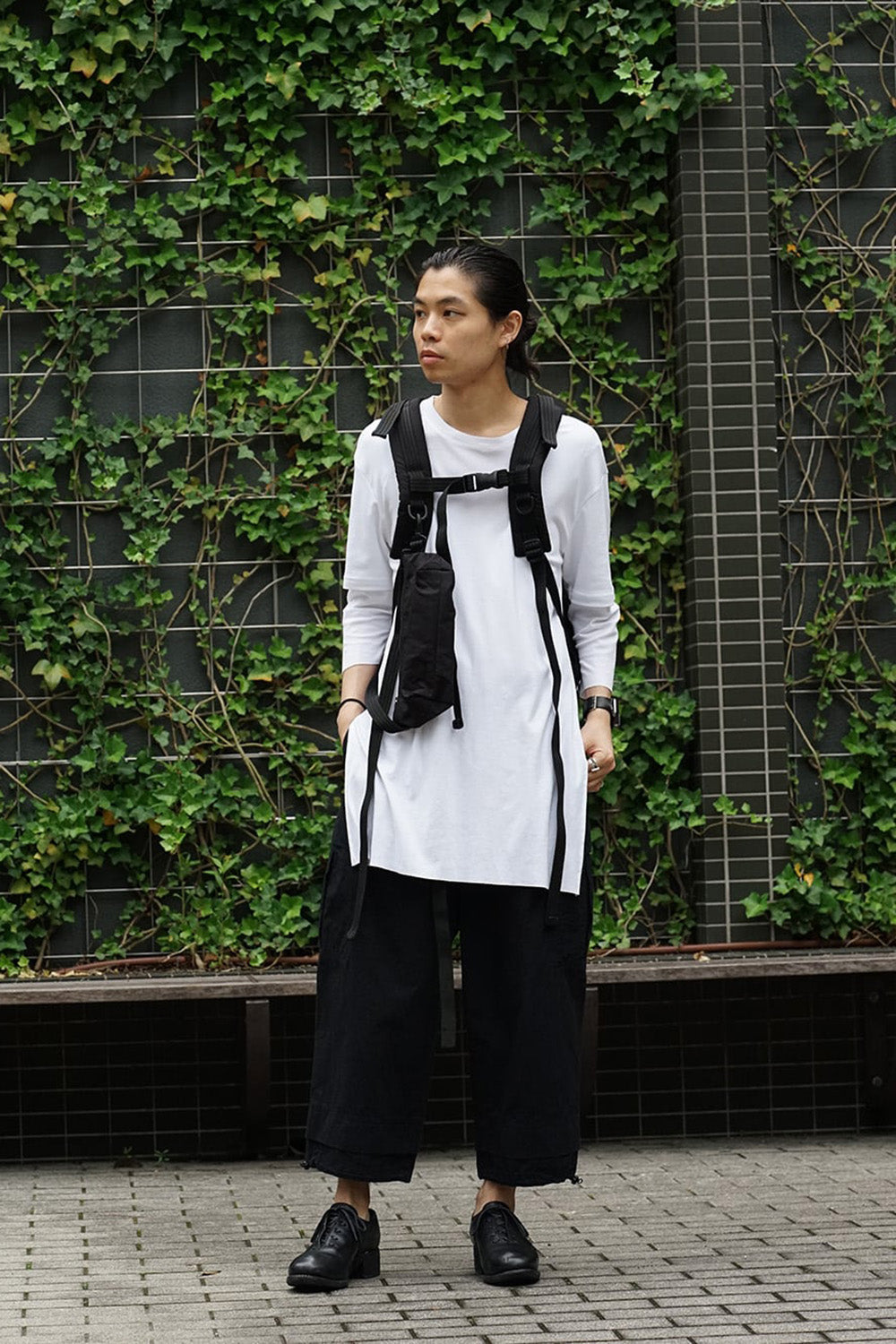 'Macromauro' Cotton Nylon Backpack Small Black 