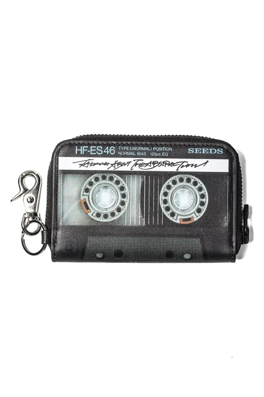 Cassette Tape Wallet With Strap Black