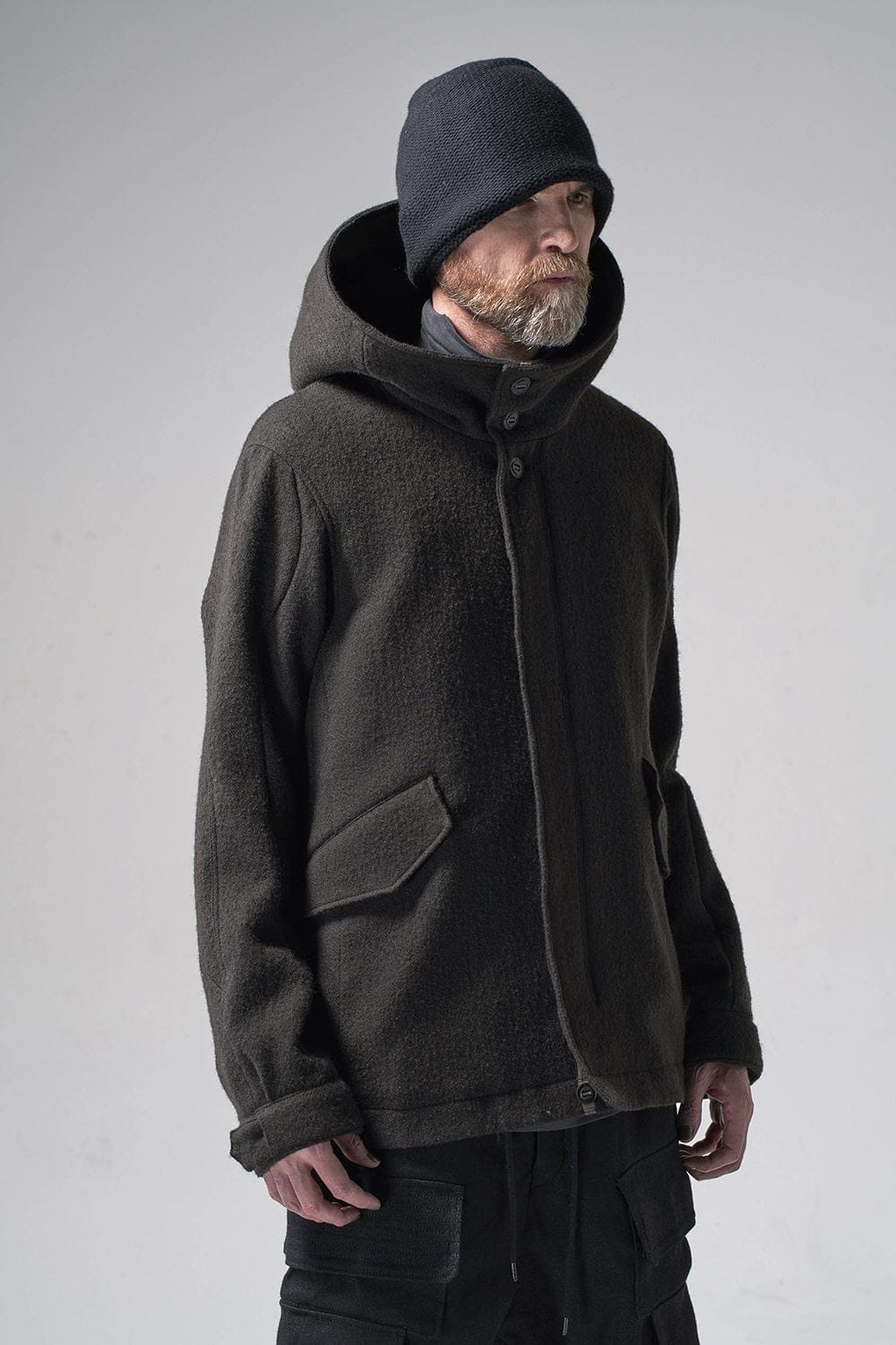 Hooded jacket Wool Herringbone