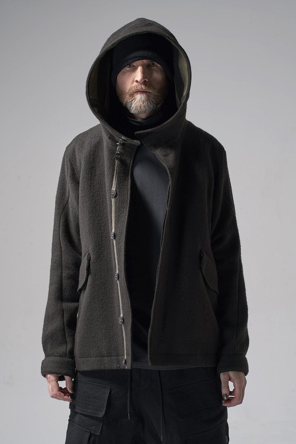 Hooded jacket Wool Herringbone