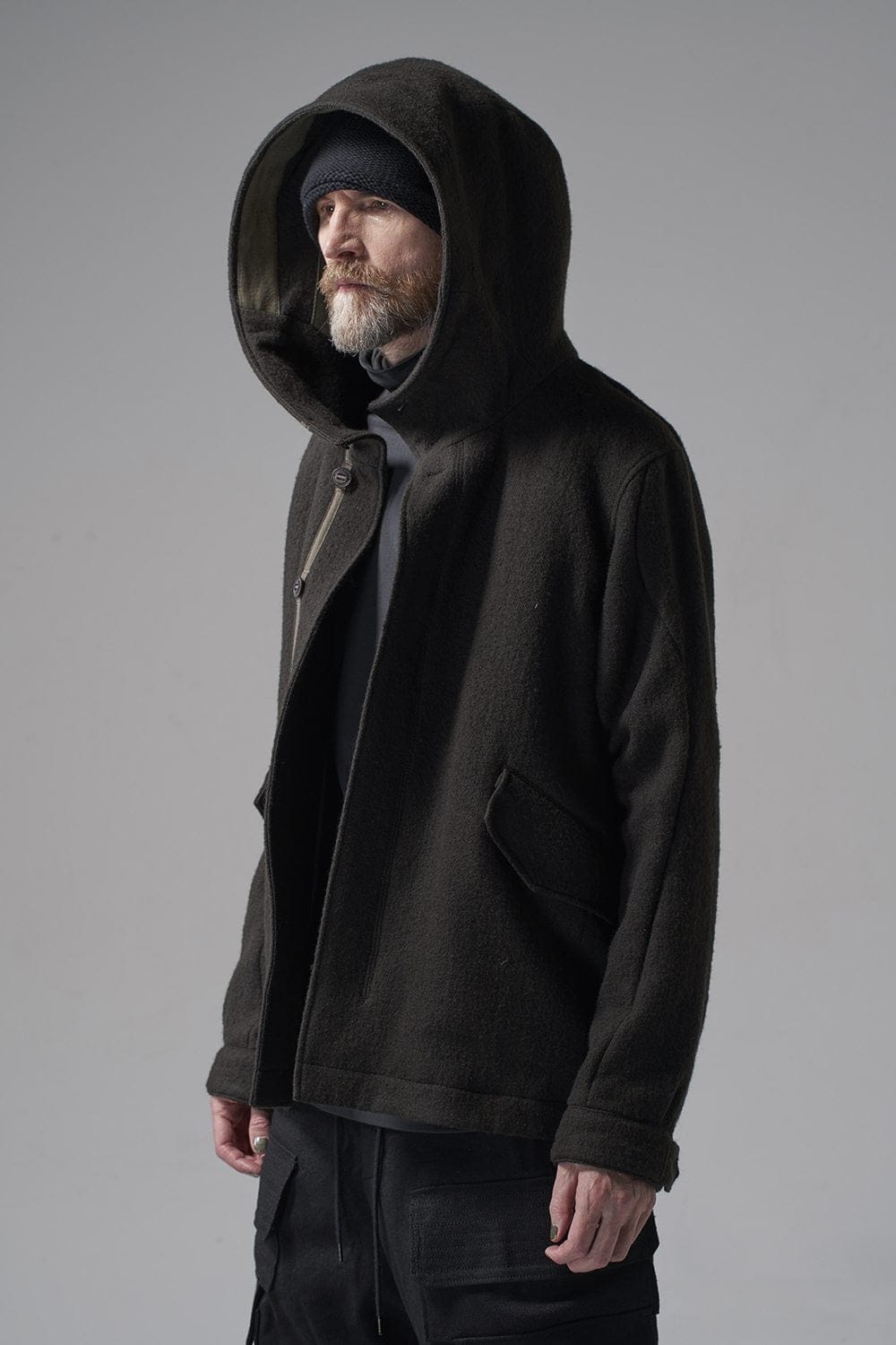 Hooded jacket Wool Herringbone