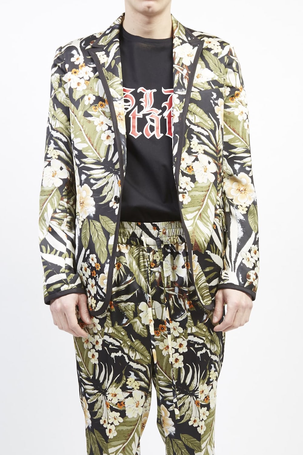 PE Dessin tropical print 1B jacket Black
